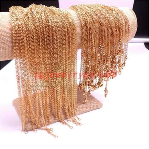 Wholesale 10/20/50pcs/lot 16"-34" Womens Thin Gold Color In Bulk Stainless Steel Cross Rolo Weld Chain DIY Necklace 2/2.4/3.2MM