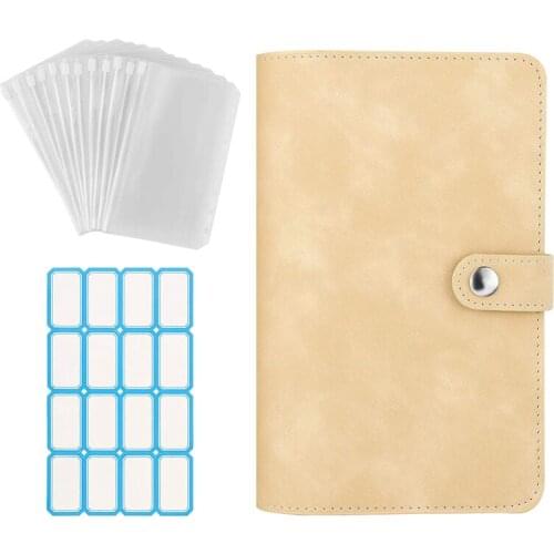 6-Ring Notebook Binder PU Leather Loose Leaf Notebook Binder Cover with Clear Plastic A6 Binder Envelopes Pouches