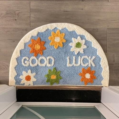 Semicircular Soft Long Plush Bathroom Door Entrance Mat Warm Carpet Rug Bathroom Non-Slip Mat Entrance Door Absorbent Mat