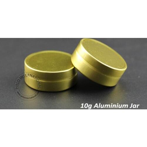 Wholesale 50pcs 10g Gram Aluminum Jars Empty Cosmetic Tins Case Refillable Metal Cream Container W/ Gold Cap Makeup Packaging
