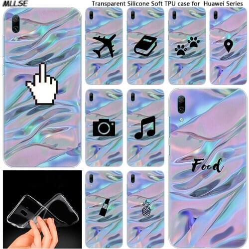 Rainbow iridescent art Silicone Case for Huawei Mate 10 20 Lite Pro Enjoy 8 9E Y6 Pro Y5 2017 Y7 Pro Y9 2019 2018