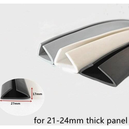 Rubber U Sealing Strip 17x27mm 24mm thick Glass Metal Car Wood Panel Board Flat Edge Encloser Shield White Gray Black