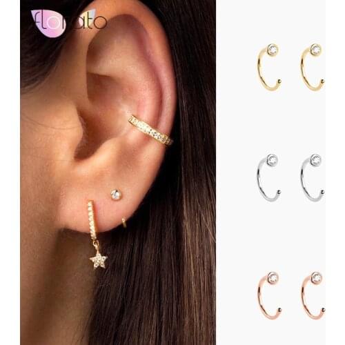 S925 Open-Gold hug hoops Ear clip-Tiny-Sleep earring-Huggie hoop earrings-Mini hoops-Small gold hoops-Huggie earrings A30
