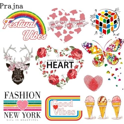 Iron On Patches DIY Cartoon Colorful Applique Thermal Stickers On Clothes Heat Transfer Fashion Iron-On Tansfers For Clothing