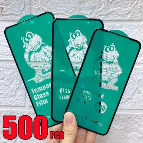 500pcs 18D Tempered Glass Full Glue Cover Curved Screen Protector Film For iPhone 12 Mini 11 Pro Max XS XR X 8 7 6 6S Plus SE