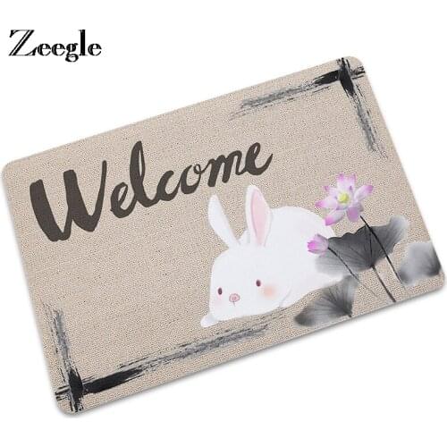 Zeegle Welcome Door Mat Waterproof Kitchen Rugs Non-slip Bedroom Carpets Decorative Stair Mats Home Decor Cartoon Style Mat