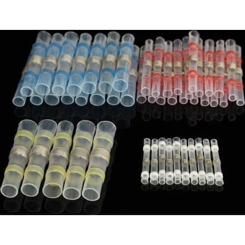 100PC Waterproof Solder Sleeve Tube Set Heat Shrink Butt Wire Cable Splice Connectors for 26-10 AWG