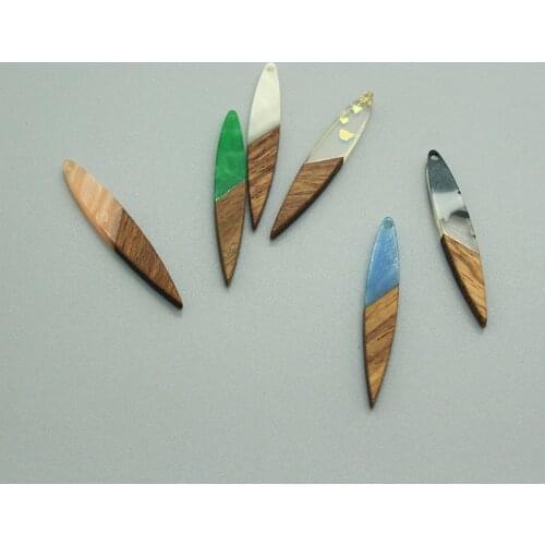2/4/6Pcs Minimalist Thin Long Leaves Earring Wood Charms Resin Pendants For Necklace Bracelet Keychains Diy Jewelry Accessory