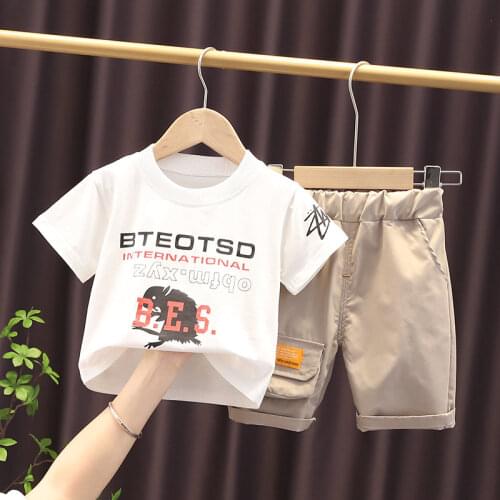 2021 New Cotton Summer Baby Children Soft Shorts Suit T-shirt Todder Boy and Girl Kids Cartoon Cute Clothes Cheap Stuff for 0-5Y