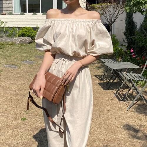 2021 Summer High Waist Fashion Pants Women Solid Pants Trousers Chic Casual Capris with Off-the-shoulder Clothes 14234