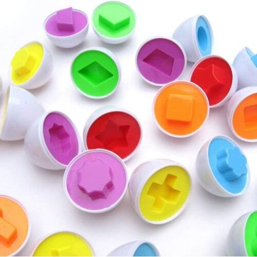 3/6 Pcs Montessori Puzzle Game 3D Math Toys Eggs Learning Shapes Children For Random Colors Mixed Shape Eggs Montessori Kids Toy