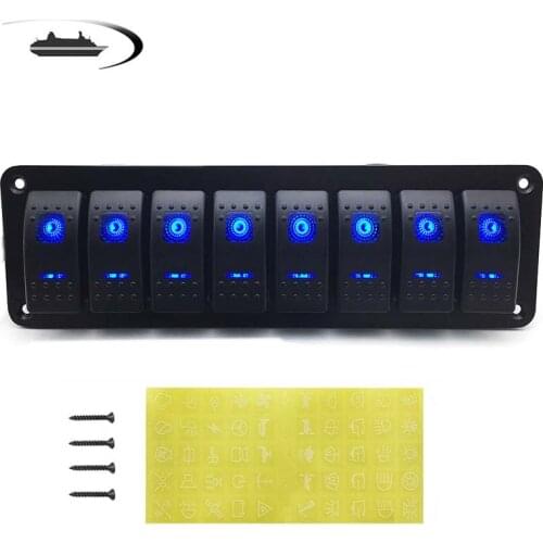4/5/8 Gang LED Auto Rocker Switch Panel Switch For Car RV Boat Yacht Circuit Breaker 12 24 V
