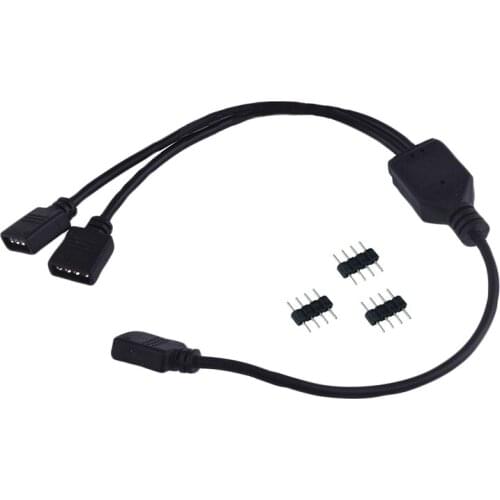 5pcs HUB RGB Strip Connector 30cm 1 RGB Female 4pin to 2 Female Port White/Black Led Split Extension Cable Wire