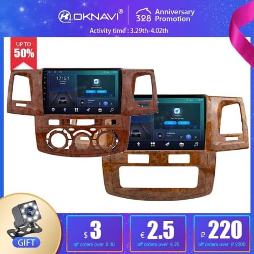 OKNAVI Android 10 Car Radio Multimedia Video AT MT For Toyota Fortuner Hilux 2 VIgo 2008-2014 GPS Serero Carplay DVR No 2 din 9"