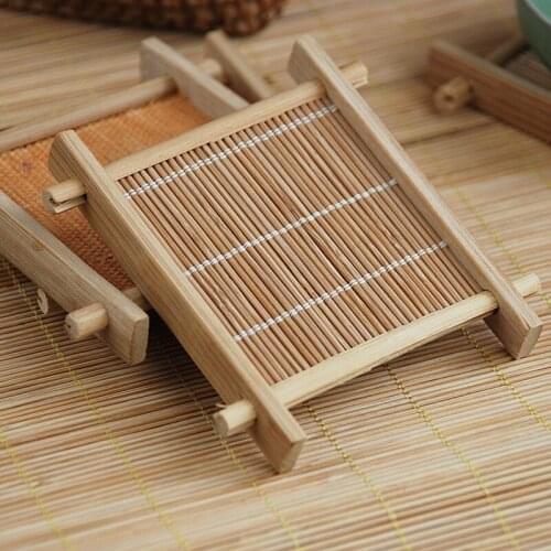 Bamboo Well - shaped square bamboo stick wooden pot holder cup holder cup holder tea ceremony tea art accessories handmade
