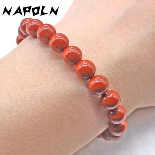 NAPOLN 4/6/8/10/12mm Fashion Natural Redstone Beads Bracelet Be Fit For Men And Women Accessories And Amulets Jewelry