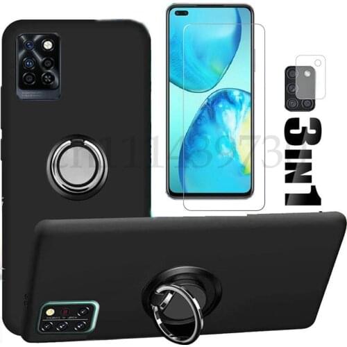 For Infinix Note 10 Pro NFC Zero 8 Note 8 8i Case Magnetic Finger Ring Holder Cover With Screen Protector Lens Case Film