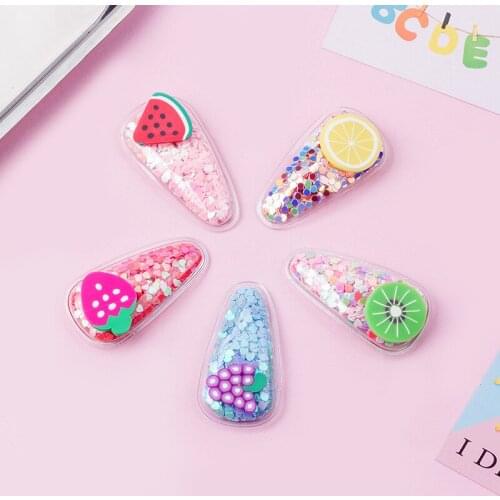 Colorful little Daisy hairpin fruit color transparent crystal quicksand hair girl BB duckbill clip clip bang ground tire
