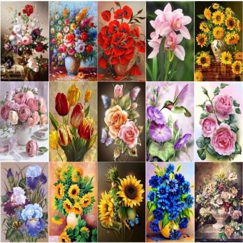 Flower Paint Diy Floral Home Decor Diamond Painting Adults Arts and Crafts Kit Tulips Peony Embroidery Diamond Accessories