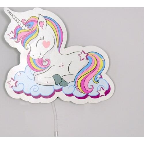 Unicorn and The Cloud Wooden Design Lighting Decorative Modern Bedroom Wall Lamps Led Light Night Light 2021 Model 020