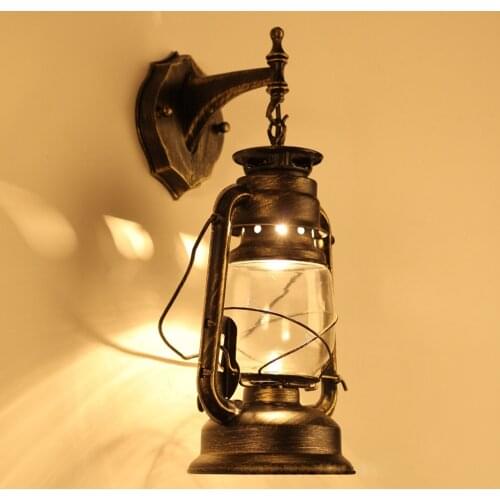 European Retro Wall Lamp Vintage Glass Kerosene Wall Lamps E27 LED Wall Sconce Fixture For Bar Coffee Shop Bathroom