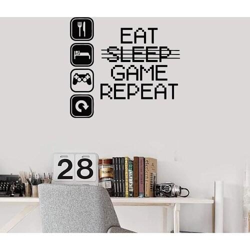 Gamer Room Interior Gaming Quote Geek Vinyl Wall Decal Home Decor Bedroom Art Mural Wall Stickers Removable