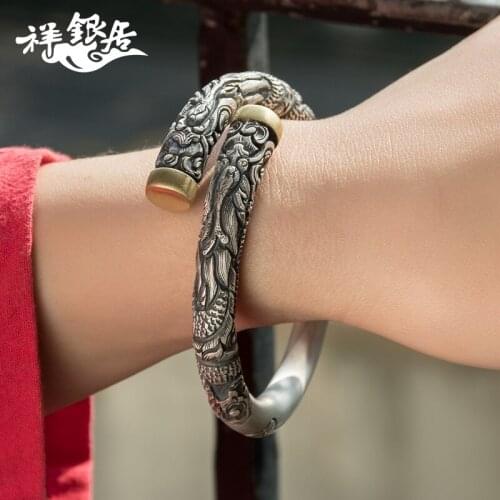 Custom - pure fine silver S999 Monkey King anchored great ssangyong domineering bracelets for men and women