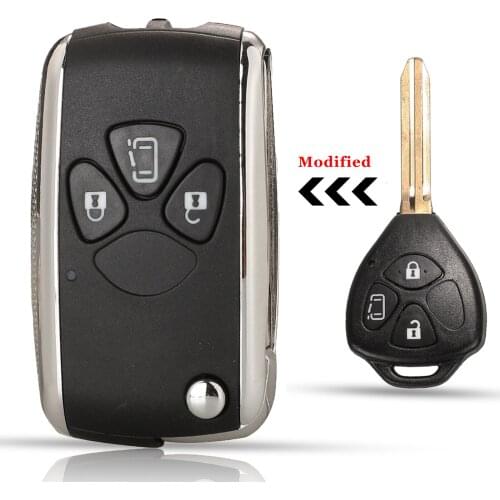 Jinyuqin 10PCS 3/4 Buttons Modified Flip Remote Car key Shell For Toyota Alphard 2005 - 2009 Corolla RAV4 Camry Avlon