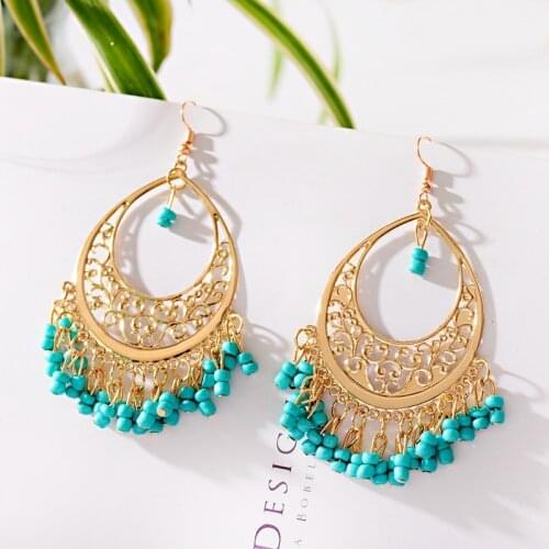 Classic Gold Water Drop Carved Flower Dangle Earrings For Women Indian Jewelry Retro Tassel Earrings Jhumka Earrings 2019