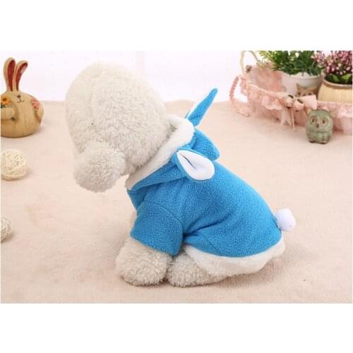 Cute Bunny Pet Dog Costume Clothes Hooded Coat Fleece Puppy Warm Outfit AUG889
