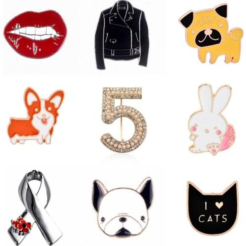 Fashion Cute Dog Puppy Cat Rabbit Brooch Pin Women Men Jacket Shirt Pins Jewelry Gifts Gold Pins Accessories Badge Girls