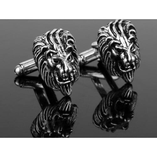 Dongsheng Cufflinks for Men 3D The king of forest Lion Head Cufflinks Jewelry Cuff Buttons Cuff links pins Tie Clip&Cufflink -40