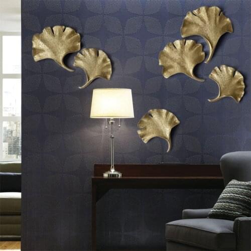 European Resin Ginkgo biloba Wall Mural Home Furnishing Creative Ornaments Stereo Wall Background Hanging Leaf Crafts Decoration