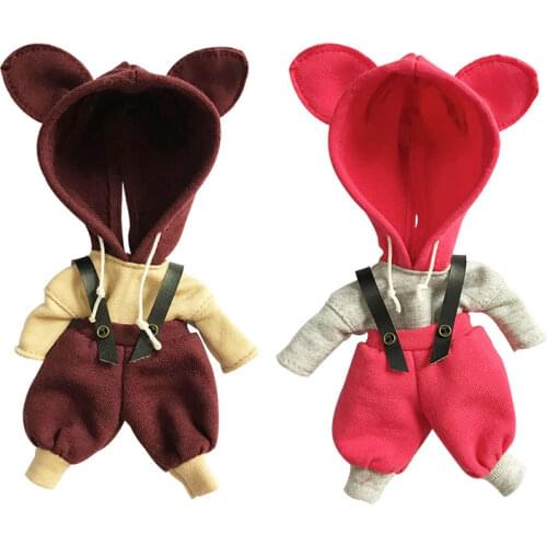 Ob11 baby clothes 1/12 BJD baby clothes beautiful knot pig jeans trousers bear suit doll clothes Doll accessories