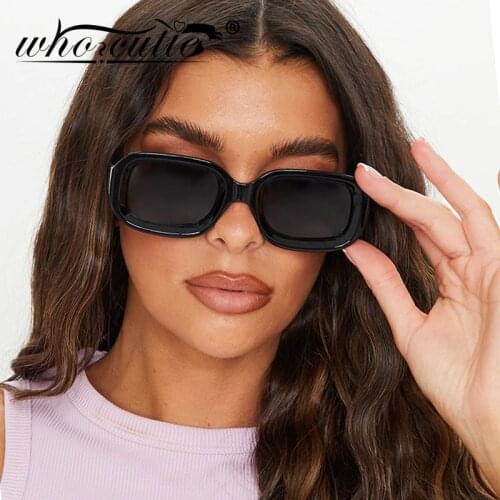 WHO CUTIE Oversized Rectangular Sunglasses Women Brand Designer Retro Vintage Thick Frame 90S Chic Sun Glasses Shades OM571