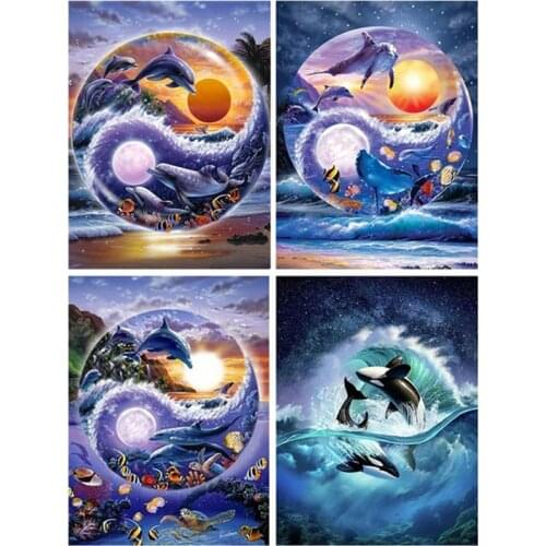 Full Square/Round Diamond Painting Dolphin DIY 5D Diamond Embroidery Cross Stitch Sea Animal Home Decor Kits
