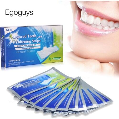28pcs/14pairs Advanced Teeth Whitening Strips Tooth Stain Removal Oral Hygiene Care Dental Shade Bleaching Kit Enamel White Tool