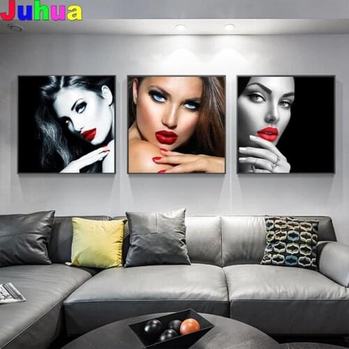 Sexy woman 5D DIY Diamond Painting diamond stitch Full Drill mosiac red lips beauty lady Diamond Embroidery gift home decor