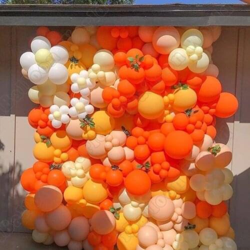 Wedding Birthday Party Decor Maca Orange Latex Balloon Garland Lemon Yellow Balloon Arch Kit Baby Shower Holiday Event Decor