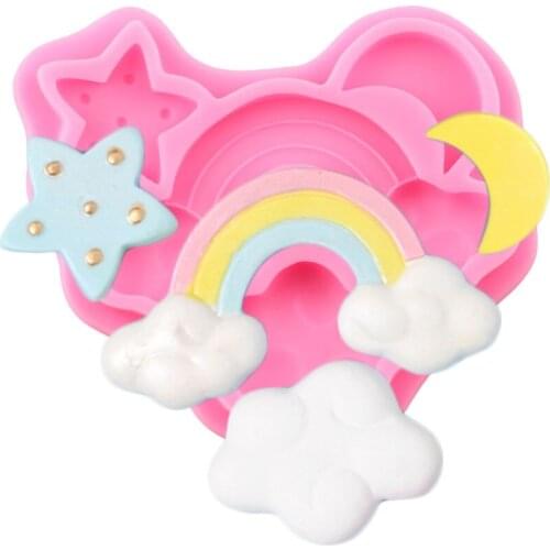Rainbow Cloud Star Moon Silicone Mold Baby Birthday Cake Decorating Tools DIY Cookie Baking Molds Clay Chocolate Gumpaste Moulds