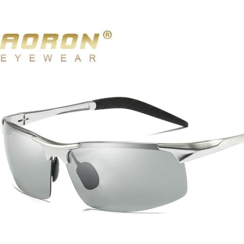 2017 AORON Sunglasses Mens Polarized Discoloration Goggle Male Aluminum Magnesium Anti Glare Brand Fashion Glasses