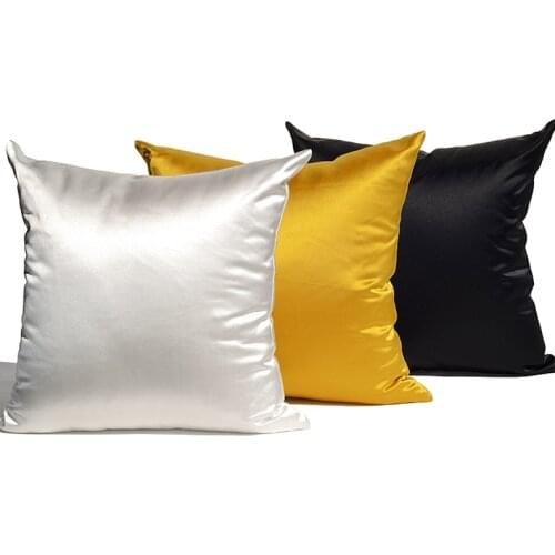Solid color satin fabric cushion cover pillowcase sofa decorative silky lumbar pillow cover for backresrt