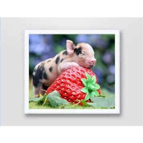 Needlework 5D Diy Diamond Painting Cross Stitch Pig with strawberry Diamond Embroidery Rubiks Cube Drill Picture