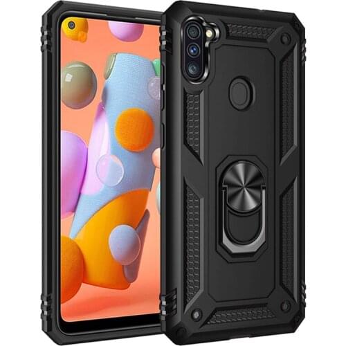 Armor Silicon Case For Samsung Galaxy M01 M11 M21 M31 M31S M51 S10 Plus S20 FE S21 Ultra 5G Magnetic Car Ring Holder Phone Cover