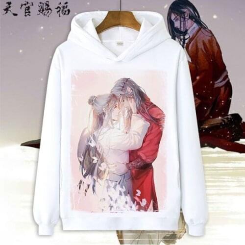 Anime Tian Guan Ci Fu Cosplay Costume Hua Cheng Cosplay Xie Lian Print White Hoodies Sweatshirts Pullover Hoodie For Women CS470