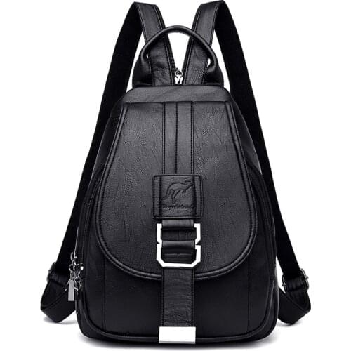 Women Leather Backpacks Vintage Female Shoulder Bag Sac A Dos Travel Ladies Bagpack Mochilas School Bags Girls Preppy Bookbag
