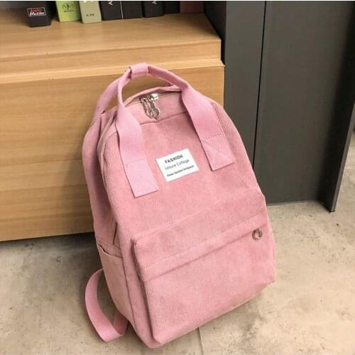 Ladies Solid Color Back Pack Female Teen Girls School Backpack Backpacks for Women 2021 Fashion Winter Casual Style