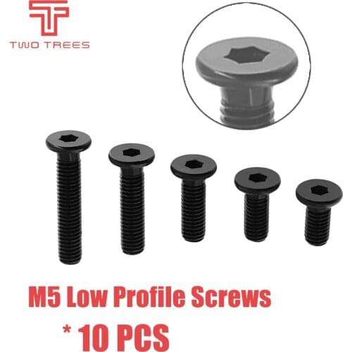 10pcs/lot 3D Printer Parts M5 Low Profile Screws M5*8/10/12/15/20/25/30mm black color M5 Low Profile Screws