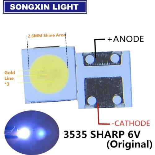 500pcs For SHARP LED TV Application LCD Backlight for TV LED Backlight 1.2W 6V 3535 3537 Cool white GM5F20BH20A