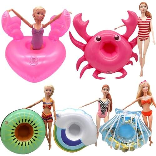 Handmade Doll Accessories Fashion Swimming Ring Set for Barbie Dolls Beach Lifebuoy Toys for Girls Swim Party Children Pool Toy